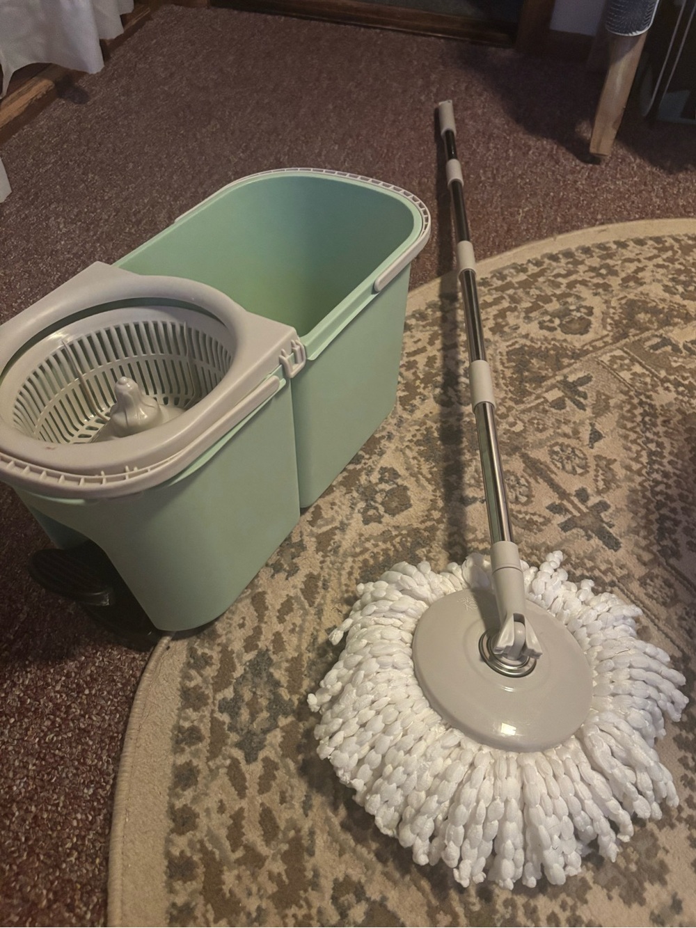 Spin Mop and Bucket Set in Mint Green and Gray